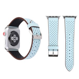 For Apple Watch Series 10 42mm / 9&8&7 41mm / SE 3&SE 2&6&SE&5&4 40mm / 3&2&1 38mm Simple Fashion Genuine Leather Hole Pattern Watch Band, 38mm
