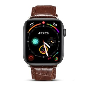 Denior Crocodile Grain Watch Cowhide Leather Watch Band for Apple Watch Series 10 42mm / 9&8&7 41mm / SE 3&SE 2&6&SE&5&4 40mm / 3&2&1 38mm