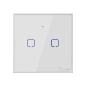 Sonoff T2 Touch 86mm Tempered Glass Panel Wall Switch Smart Home Light Touch Switch, Compatible with Alexa and Google Home, AC 100V-240V, UK Plug