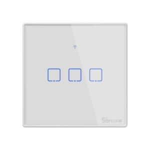 Sonoff T2 Touch 86mm Tempered Glass Panel Wall Switch Smart Home Light Touch Switch, Compatible with Alexa and Google Home, AC 100V-240V, UK Plug