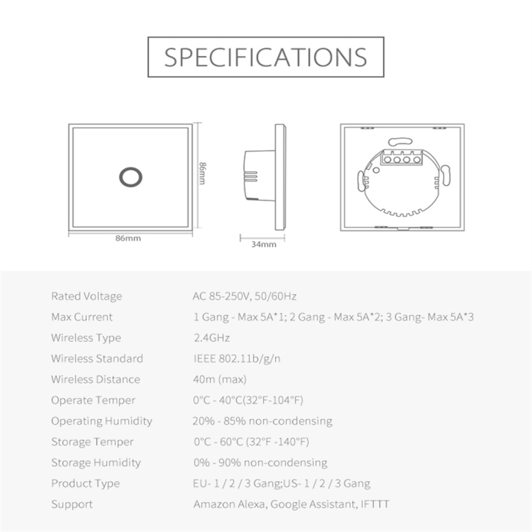NEO NAS-SC01W Wireless WiFi EU Smart Light Control Switch 1Gang - Image 14