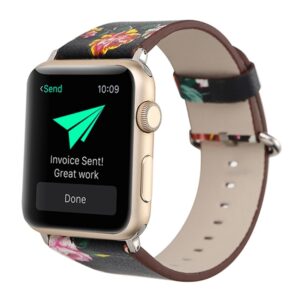 For Apple Watch Ultra 49mm&Watch Ultra 2 49mm / Series 10 46mm / 9&8&7 45mm / SE 3&SE 2&6&SE&5&4 44mm / 3&2&1 42mm Fashion Pastoralism Style Little Floral Pattern Women Watch Leather Watch Band, For 42mm E, For 42mm F, For 42mm A, For 42mm B, For 42mm ...