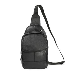 6023 Casual Litchi Texture Soft Face Full-grain Cowhide One Shoulder Crossbody Bag for Men, Black, Coffee, Red, Brown