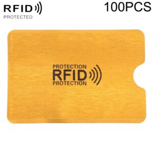 100 PCS Aluminum Foil Anti Theft RFID Blocking Sleeve Card Protector, Size: 9.1*6.3cm, RFID 100pcs (Gold), RFID 100pcs (Silver)