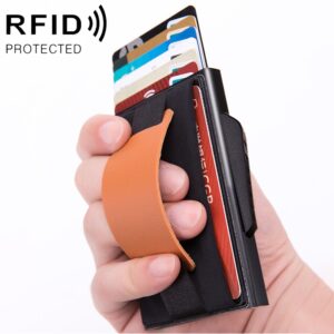 X-32C Automatically Pop-up Card Type Anti-magnetic RFID Anti-theft Men Aluminum Alloy B Dial Button Elastic Bag Wallet with PU Leather Strap, X-32C B Dial Button Red, X-32C B Dial Button Silver, X-32C B Dial Button Black, X-32C B Dial Button Grey...