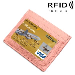 Cowhide Leather Litchi Texture Open Type Solid Color Card Holder RFID Blocking Card Bag Protective Case