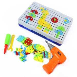 MoFun 608 237 PCS DIY Disassembly Screw Nut Electric Drill Jigsaw Puzzle Educational Toys with Nut Electric