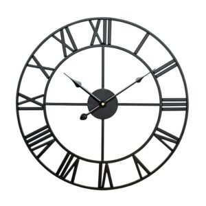 40cm Retro Living Room Iron Round Roman Numeral Mute Decorative Wall Clock, 40cm