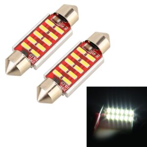 2 PCS DC 12V 2W 31MM 4014 Bicuspid Port No Decoding Car Dome Lamp LED Reading Light with 10 LED Lights, 31MM