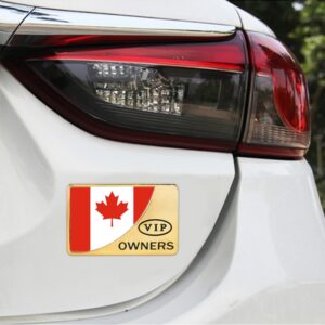 Universal Car Canada Flag Rectangle Shape VIP Metal Decorative Sticker, Canada Flag (Gold), Canada Flag (Silver)