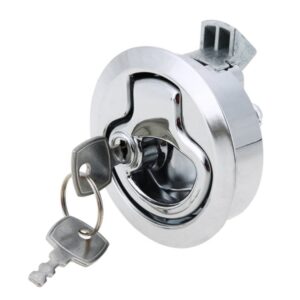 RV / Yacht / Washroom Door Catch Latch Release Cupboard Door Stop Drawer Cabinet Locker, with Key(Silver)