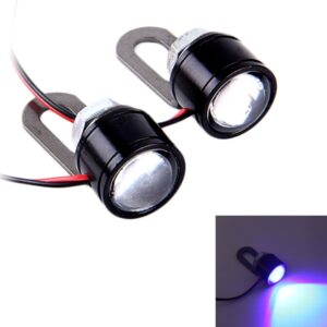2 PCS 12V 3W  Blue Light Eagle Eyes LED Strobe Light For Motorcycle ，Wire Length: 90cm