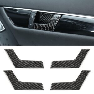 4 PCS Car Door Inner Handle Panel Carbon Fiber Decorative Sticker for Mercedes-Benz W204 2007-2013