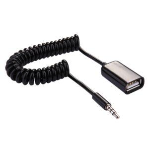 3.5mm Male to USB 2.0 Female Audio Converter Retractable Coiled Cable for Car MP3 Speaker U Disk, Length: 1m, 1pcs
