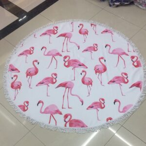 Microfiber Round Tassels Printed Beach Blanket Pool Beach Throw Towel Yoga Picnic Mat, Size: 150 x 150cm, Printed Beach Blanket