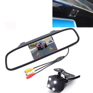 Car Video Monitor HD Auto Parking LED Night Vision CCD Reverse Rear View Camera with 4.3 inch Car Rear View Mirror