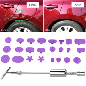 Auto Repair Body Tool Kit PDR Dent Paintless Repair Tools Dent Puller Slide Hammer Reverse Hammer Aluminum Suction Cups for Dent, With Red T handle, Without Red T handle