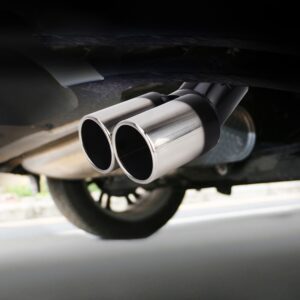 Universal Car Styling Stainless Steel Curved Double Outlets Exhaust Tail Muffler Tip Pipe, Curved Double