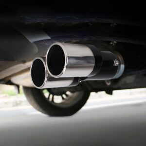 Universal Car Styling Stainless Steel Straight Double Outlets Exhaust Tail Muffler Tip Pipe, Straight Double