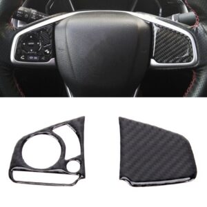2 in 1 Carbon Fiber Steering Wheel Button Trim Interior DIY Sticker for Honda Civic 10th Gen 2016-2019(General)