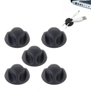 5 PCS Double Hole Cable Clips, Cable Management System and Cord Organizer Solution, 5 PCS Double Cable Clips(Black), 5 PCS Double Cable Clips(Grey), 5 PCS Double Cable Clips(Brown)