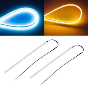 2 PCS 60cm DC12V 7.5W Ultra-thin Waterproof Car Auto Double Colors Turn Lights / Running Lights SMD-2835 LED Bulbs (Turn Lights: Yellow Light; Running Lights: Ice Blue Light), 60cm Turn Lights: Yellow Light; Running Lights: Ice Blue Light...