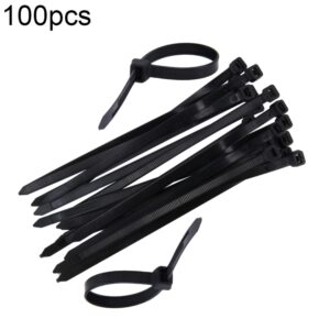 100pcs /Pack 8mm*200mm Nylon Cable Ties, 8mm*200mm Black, 8mm*200mm White