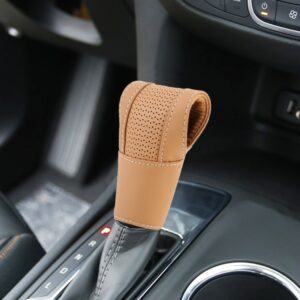 Universal Nonslip Breathable Genuine Leather Car Gear Shift Knob Cover