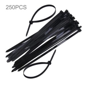 250 PCS 8mm*300mm Nylon Cable Ties, 8mm*300mm Black, 8mm*300mm White