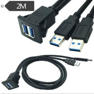 2m ABS Shell Flush Mount USB 3.0 Dock Car Ship Motorcycle Dashboard Panel Male to Female Data Waterproof Extension Cord, For Cable Length: 2m