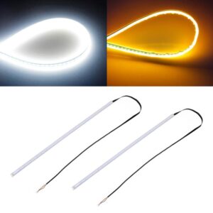 2 PCS 45cm DC12V 5W Ultra-thin Waterproof Car Auto Double Colors Turn Lights / Running Lights SMD-2835 LED Bulbs (Turn Lights: Yellow Light; Running Lights: Blue Light), 45cm Turn Lights: Yellow Light; Running Lights: White Light...