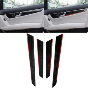 4 PCS Car Carbon Fiber Red Inner Door Panel Decorative Sticker for Mercedes-Benz W204 2007-2013