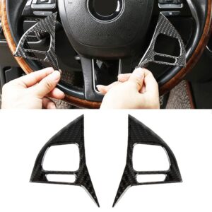 2 PCS Car Carbon Fiber Steering Wheel Button Decorative Sticker for Volkswagen Touareg 2011-2018