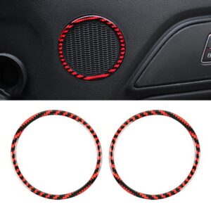 2 in 1 Car Carbon Fiber Door Horn Ring Small Size Decorative Sticker for Ford Mustang 2015-2020, Diameter: 8.3cm