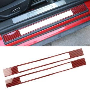 2 in 1 Car Carbon Fiber Welcome Pedal Outer Frame Decorative Sticker for Ford Mustang 2015-2020