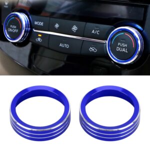 2 PCS Car Metal Air Conditioner Knob Case for Nissan X-TRAIL, For Nissan X-TRAIL (Blue), For Nissan X-TRAIL (Red), For Nissan X-TRAIL (Silver)