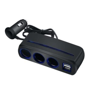 SHUNWEI SD-1938 120W 3A Car 3 in 1 Dual USB Charger Cigarette Lighter with Atmosphere Light, SD-1938 (Black), SD-1938