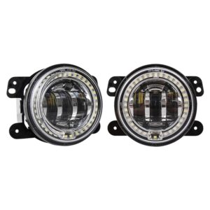 2 PCS DC12V-30V / 30W / 3A / 1440LM 12LEDs  4 inch Car LED Colorful Fog Light, Style: White Background, Style: White Background (White Light), Style: White Background (Yellow Light)