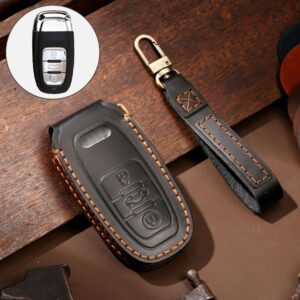 Hallmo Car Cowhide Leather Key Protective Cover Key Case for Audi A6L / A8L / A4 / A7 / A5 B Style, For Audi A6L B Style
