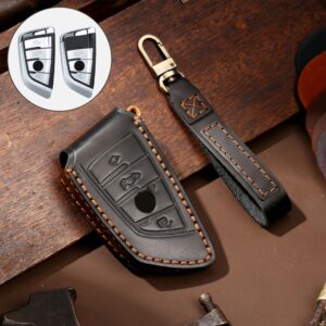 Hallmo Car Cowhide Leather Key Protective Cover Key Case for BMW Blade Style, For BMW Blade Style
