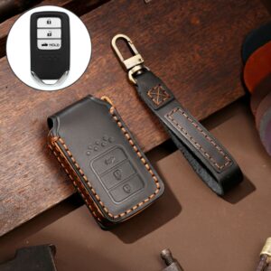 Hallmo Car Cowhide Leather Key Protective Cover Key Case for Honda Civic / Accord 3-button Tail Box, For Honda Civic / Accord 3-button Tail Box
