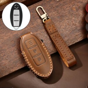 Hallmo Car Cowhide Leather Key Protective Cover Key Case for Nissan Sylphy 2-button, For Nissan Sylphy 2-button