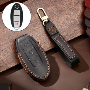 Hallmo Car Cowhide Leather Key Protective Cover Key Case for Nissan Sylphy 3-button Horn, For Nissan Sylphy 3-button Horn, Fr Nissan Sylphy 3-button Horn