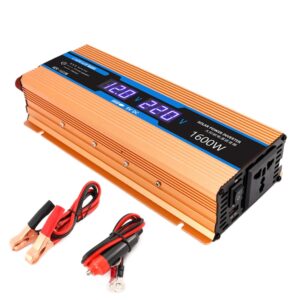 Carmaer Modified Sine Wave 12V to 220V 1600W Car Multi-function Double Digital Display Inverter Household Power Converter