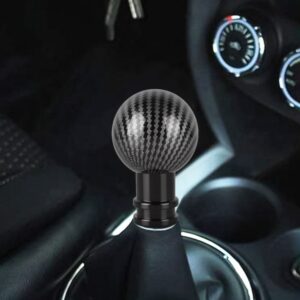 Universal Car Carbon Fiber Texture Metal Gear Shift Knob, Black, Red, Silver Black