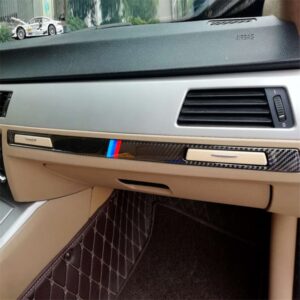 Three Color Carbon Fiber Car Left Driving Middle Control Decorative Sticker for BMW E90 / E92 / E93 2005-2012