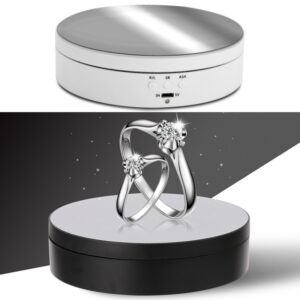 13.8cm Mirror Style USB Charging Smart 360 Degree Rotating Turntable Display Stand Video Shooting Props Turntable for Photography, Load 3kg, 13.8cm Mirror/Powered by USB(W)
