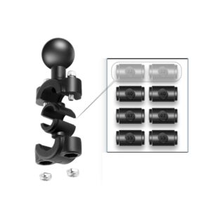 25mm Ball Head Motorcycle Rearview Mirror Fixed Mount Holder with 4 Styles Gaskets for GoPro, Insta360, DJI and Other Action Cameras, 25mm Ball Head with 4 Styles Gaskets