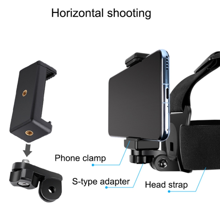 Elastic Mount Belt Adjustable Head Strap with Phone Clamp & Screw & S-type Adapter for GoPro HERO10 Black / HERO9 Black /8 /7 /6 /5, Xiaoyi and Other Action Cameras, Smarphones - Image 4