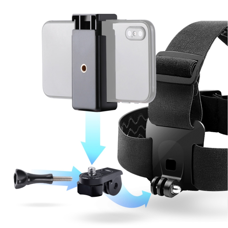 Elastic Mount Belt Adjustable Head Strap with Phone Clamp & Screw & S-type Adapter for GoPro HERO10 Black / HERO9 Black /8 /7 /6 /5, Xiaoyi and Other Action Cameras, Smarphones - Image 7